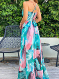 Momnfancy Floral Print Pregnancy Photoshoot V-Neck Honey Girl Maxi Dress