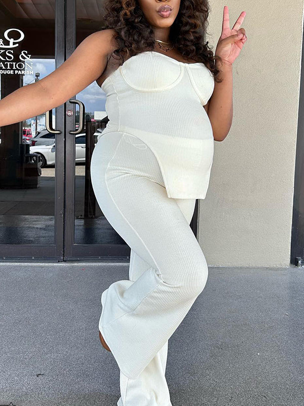 White jumpsuit shop for baby shower