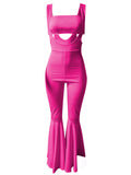 Momnfancy Bandeau Flare Bell Bottom Two Piece Overall Pants Bodycon Babyshower Maternity Jumpsuit