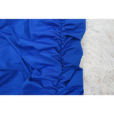 Momnfancy Blue Ruched Off Shoulder Cross Chest Elegant Bodycon Baby Shower Maternity Midi Dress