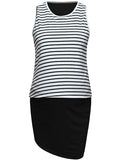 Momnfancy Striped Knot False 2-in-1 Bodycon Maternity Mini Dress