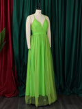 Momnfancy Solid Grenadine Backless Slit Photoshoot Tulle Flowy Maternity Maxi Dress