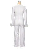 Momnfancy Solid Color Sashes Oblique Shoulder Irregular Collar Maternity Jumpsuit