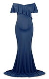 Momnfancy Lace Ruffle Off Shoulder For Babyshower Maxi Maternity Dress
