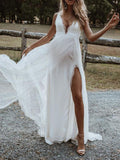 Momnfancy Side Slit Condole Belt Off Shoulder V-Neck Lace Maternity Dress
