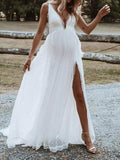 Momnfancy Side Slit Condole Belt Off Shoulder V-Neck Lace Maternity Dress