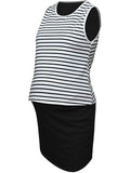 Momnfancy Striped Knot False 2-in-1 Bodycon Maternity Mini Dress