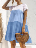 Momnfancy Blue Gradient Color Flutter Sleeve A-line Baby Shower Pregnancy Maternity Mini Dress