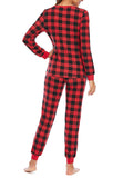 Momnfancy Buffalo Plaid Round Neck Long Sleeve Maternity Long Pajama Set