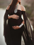 Momnfancy Off Shoulder Bodycon Cloak Maternity For Babyshowes Maxi Dress