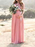 Momnfancy Patchwork Lace Pleated Maternity Babyshowes Maxi Dress