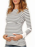 Momnfancy Striped Breast-feeding Nursing Multifunction Maternity T-shirt