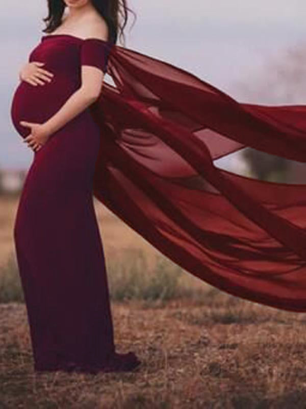 Momnfancy Off Shoulder Bodycon Cloak Maternity For Babyshowes Maxi Dress