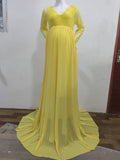 Momnfancy Lace Big Swing V-neck Long Sleeve Photoshoot Maternity Maxi Dress