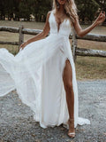Momnfancy Side Slit Condole Belt Off Shoulder V-Neck Lace Maternity Dress