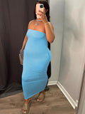 Momnfancy Bandeau clubwear Off-shoulder Pockets Solid color Maternity Maxi Dress