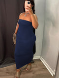 Momnfancy Bandeau clubwear Off-shoulder Pockets Solid color Maternity Maxi Dress