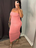 Momnfancy Bandeau clubwear Off-shoulder Pockets Solid color Maternity Maxi Dress