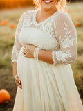 Momnfancy Grenadine Lace Patchwork Maternity For Babyshower Maxi Dress