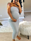 Momnfancy Bandeau Bodycon Babyshower Maternity Maxi Dress