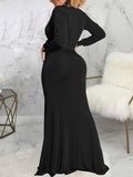 Momnfancy V-Neck Long Sleeve Autumn And Winter Maternity Evening Dress