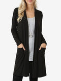 Momnfacny Cotton Blend Solid Color Pockets Maternity Outerwear