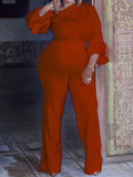 Monmfancy Solid Color High Waisted Wide Leg Palazzo Pants Long Sleeve Maternity Jumpsuit