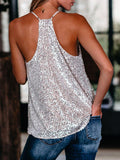 Momnfancy Patchwork Halter Sequin Plunging Neckline Sleeveless Maternity Vest