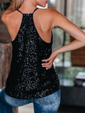Momnfancy Patchwork Halter Sequin Plunging Neckline Sleeveless Maternity Vest