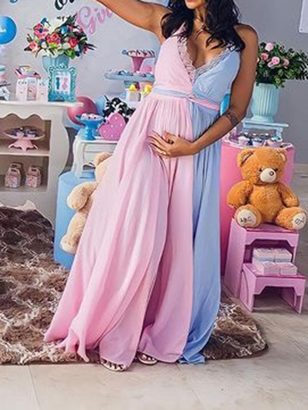half blue half pink dress preppy mermaid colours pastel fuchsia pink turquoise aqua blue Half Dleeve Split Dress prom dress Casual dresses
