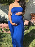Momnfancy Off Shoulder Bandeau Babyshower Maternity Maxi Dress