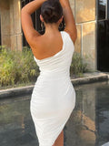 Momnfancy Ruffle Off Shoulder Irregular Bodycon Babyshower Maternity Mini Dress