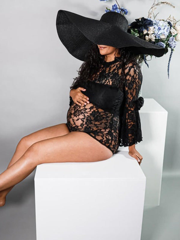 Momnfancy Lace See-through Babyshower Photography Maternity Bodysuit –  momnfancy