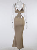 Momnfancy Off Shoulder Spaghetti Strap Cut Out Backless Elegant Photoshoot Maternity Maxi Dress