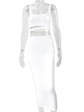 Momnfancy Irregular Spaghetti Strap Bodycon Cut Out Babyshower Maternity Maxi Dress
