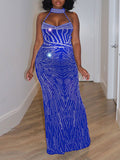 Momnfancy Mesh Off Shoulder Rhinestone Bodycon Mermaid Evening Gown Plus Size Baby Shower Maternity Maxi Dress