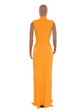 Momnfancy 2-in-1 Ruffle High Side Slit Bottons V-neck Photoshoot Baby Shower Maternity Maxi Dress
