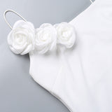Momnfancy White Flowers Side Slit Ruched Spaghetti Strap U-neck Chic Bodycon Baby Shower Maternity Maxi Dress