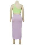 Momnfancy 2-in-1 Oblique Shoulder Irregular Fashion Bodycon Baby Shower Maternity Midi Dress