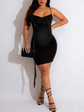 Momnfancy Ruched Flowers Ruffle Side Draped Cami V-neck Bodycon Fashion Daily Going Out Maternity Baby Shower Party Mini Dress