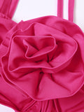 Momnfancy Rose Carmine Irregular Ruffle Flower Off Shoulder Cut Out Chic Club Baby Shower Maternity Mini Dress