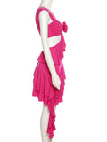 Momnfancy Rose Carmine Irregular Ruffle Flower Off Shoulder Cut Out Chic Club Baby Shower Maternity Mini Dress