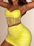 Momnfancy Grenadine Bodycon 2-in-1 Transparent Irregular Ruffle Party Daily Maternity Mini Dress