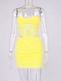 Momnfancy Grenadine Bodycon 2-in-1 Transparent Irregular Ruffle Party Daily Maternity Mini Dress