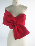 Momnfancy Red Bow Plus Size Fashion Elegant Photoshoot Baby Shower Maternity Crop Top
