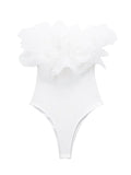 Momnfancy White Ruffle Organza Buttons Elegant Bodysuit Photoshoot Maternity Jumpsuit