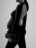 Momnfancy Bodycon Backless Flare Pant Long Sleeve Photoshoot Maternity Jumpsuit