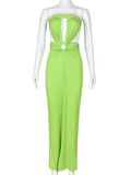Momnfancy Green Off Shoulder Bandeau Backless Cut Out Baby Shower Bodycon Maternity Maxi Dress
