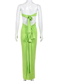 Momnfancy Green Off Shoulder Bandeau Backless Cut Out Baby Shower Bodycon Maternity Maxi Dress