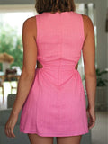 Momnfancy Pink Girl Baby Shower Cut Out Sleeveless Casual Maternity Mini Dress